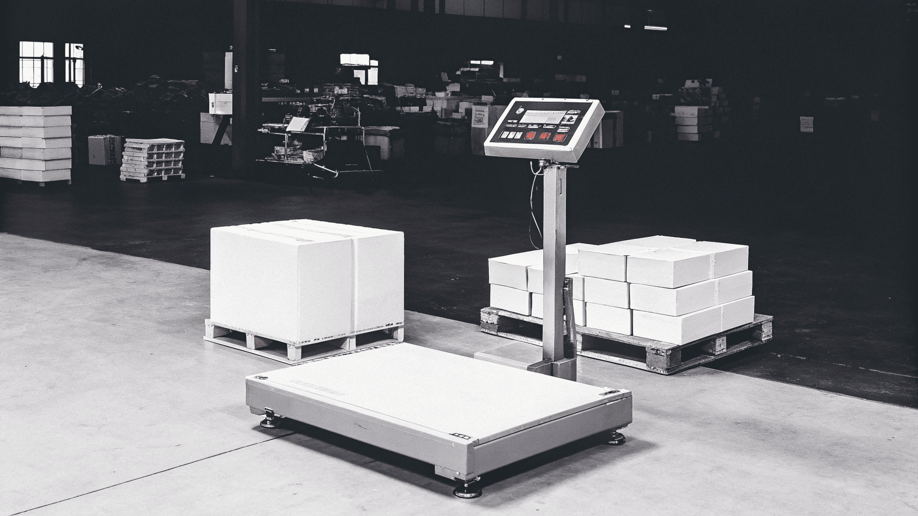 A high-quality industrial scale on a factory floor.