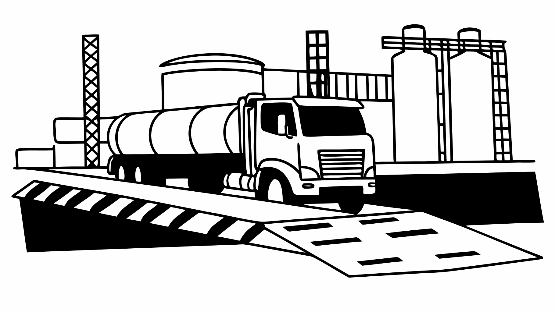 A large truck on a weighbridge at an industrial site