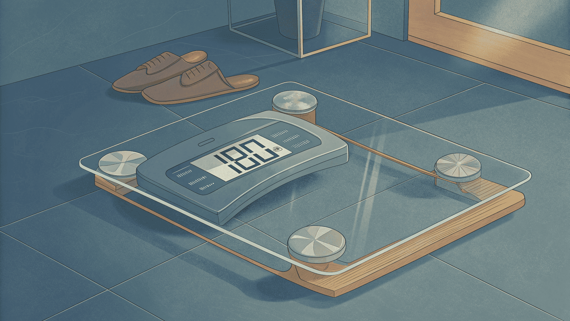 A platform scale displaying a weight measurement