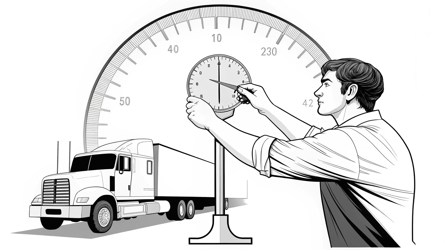 A technician performing calibration on a truck scale indicator
