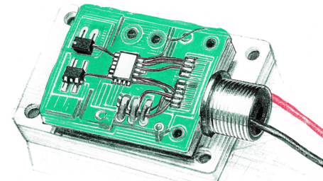 Close-up of an analog load cell with its wiring
