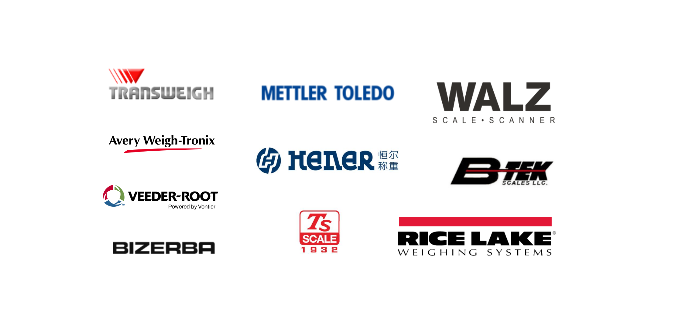 A collage of weighbridges from different manufacturers