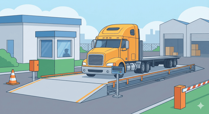 A well-maintained truck scale in an industrial setting