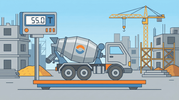 Cement truck on a weighbridge at a construction site