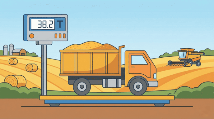 Grain truck on a scale during harvest season