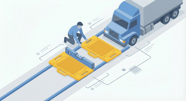 Leveling Track and Dummy Plates Truck on leveling track with dummy plates