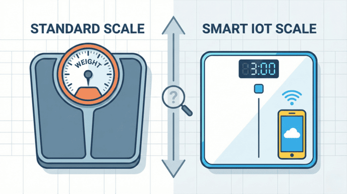 Standard floor scale vs smart IoT scale comparison
