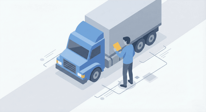 Truck driver checking weight ticket