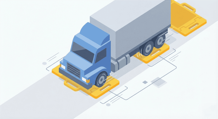 Dynamic Weighing Procedure Truck moving slowly over axle scales