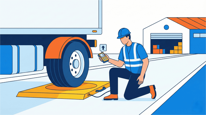 Portable Axle Scale Selection Man checking portable axle scale