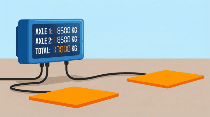 digital indicator showing weight readings from axle scales
