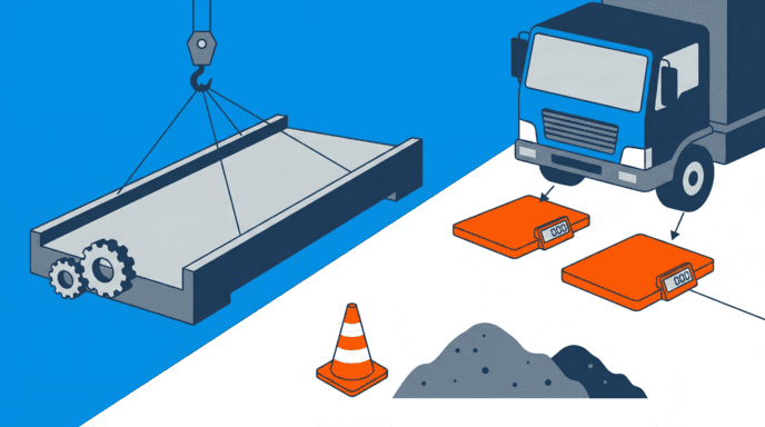 portable axle scales replacing permanent weighbridge on a construction site