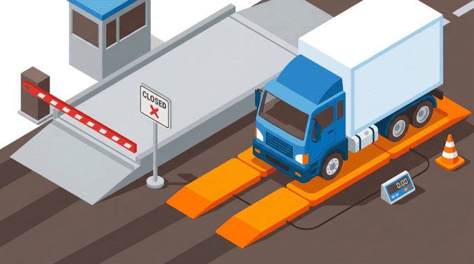 portable scales used as backup next to a closed weighbridge