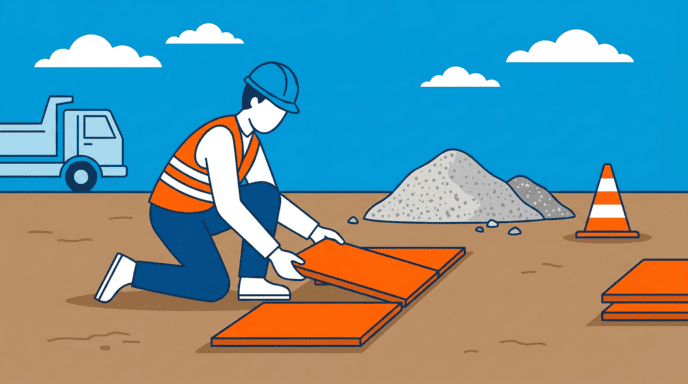 worker installing portable axle scale without concrete foundation