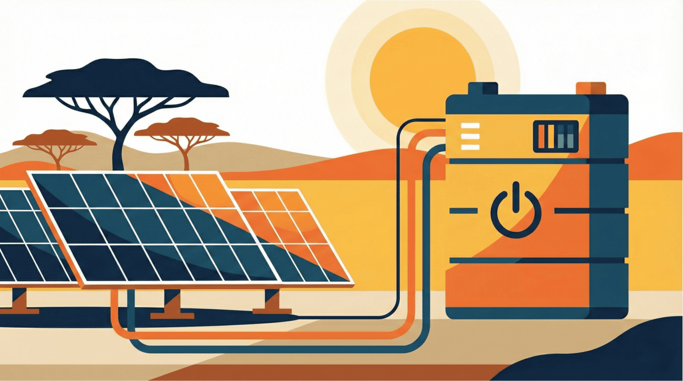 solar panels and battery bank