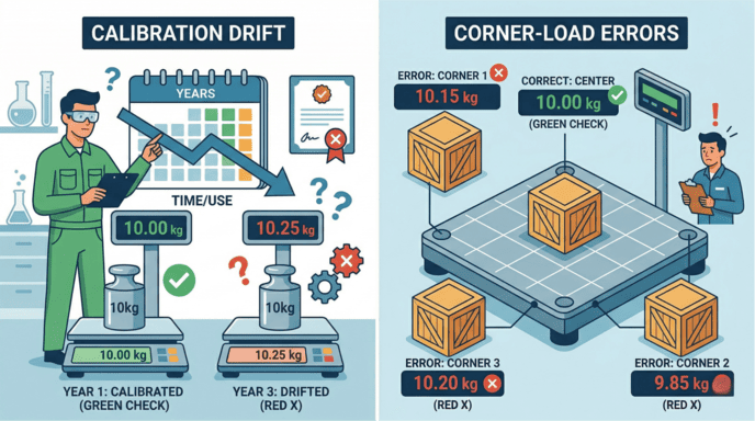 Calibration drift and corner-load errors