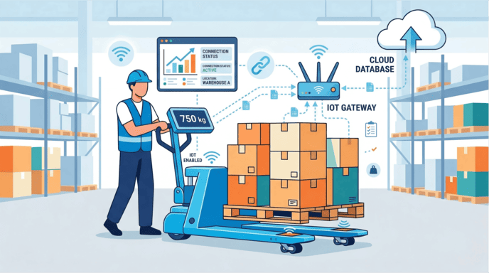 IoT pallet jack scale connection