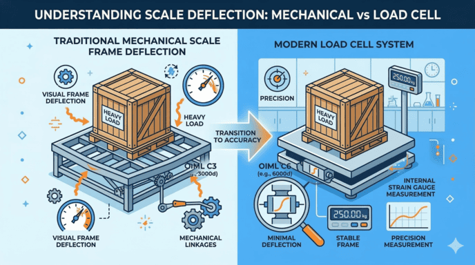 Mechanical scale frame deflection load cell