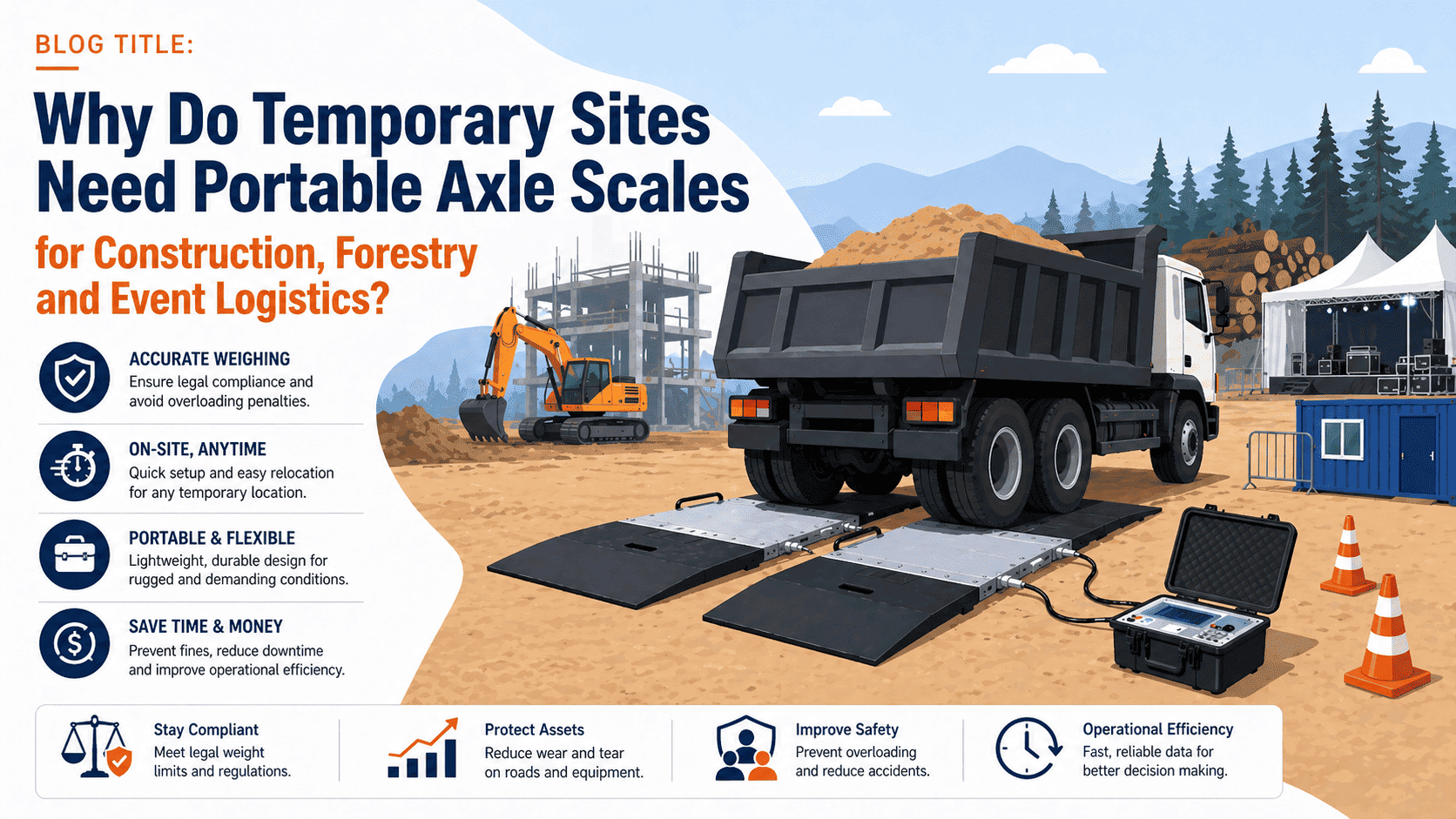 Why Do Temporary Sites Need Portable Axle Scales for Construction, Forestry and Event Logistics?