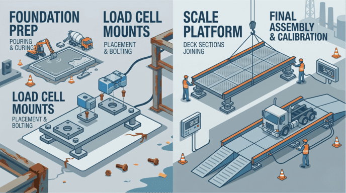 above ground pitless truck scale installation