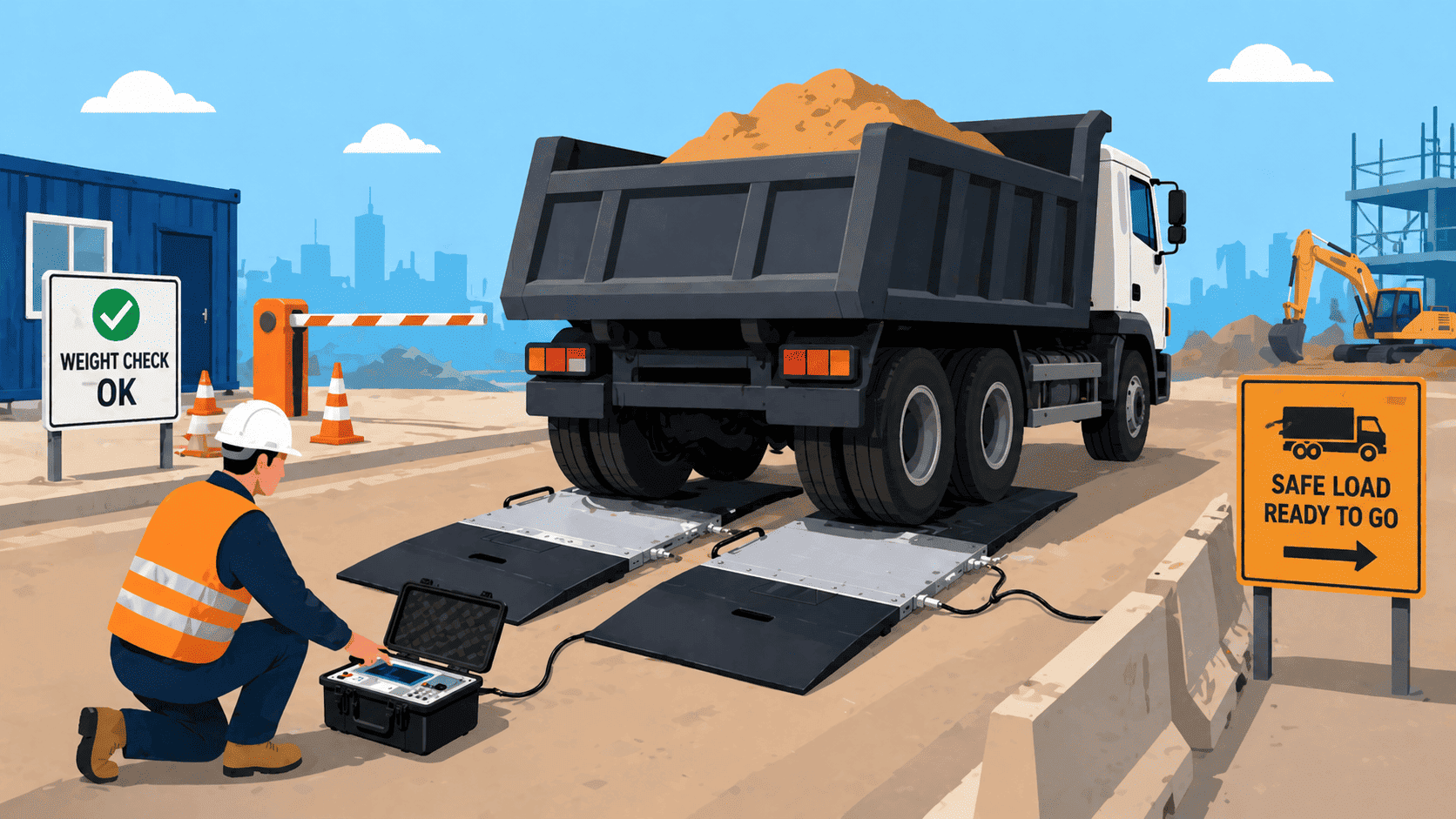 axle scale checking truck before leaving site