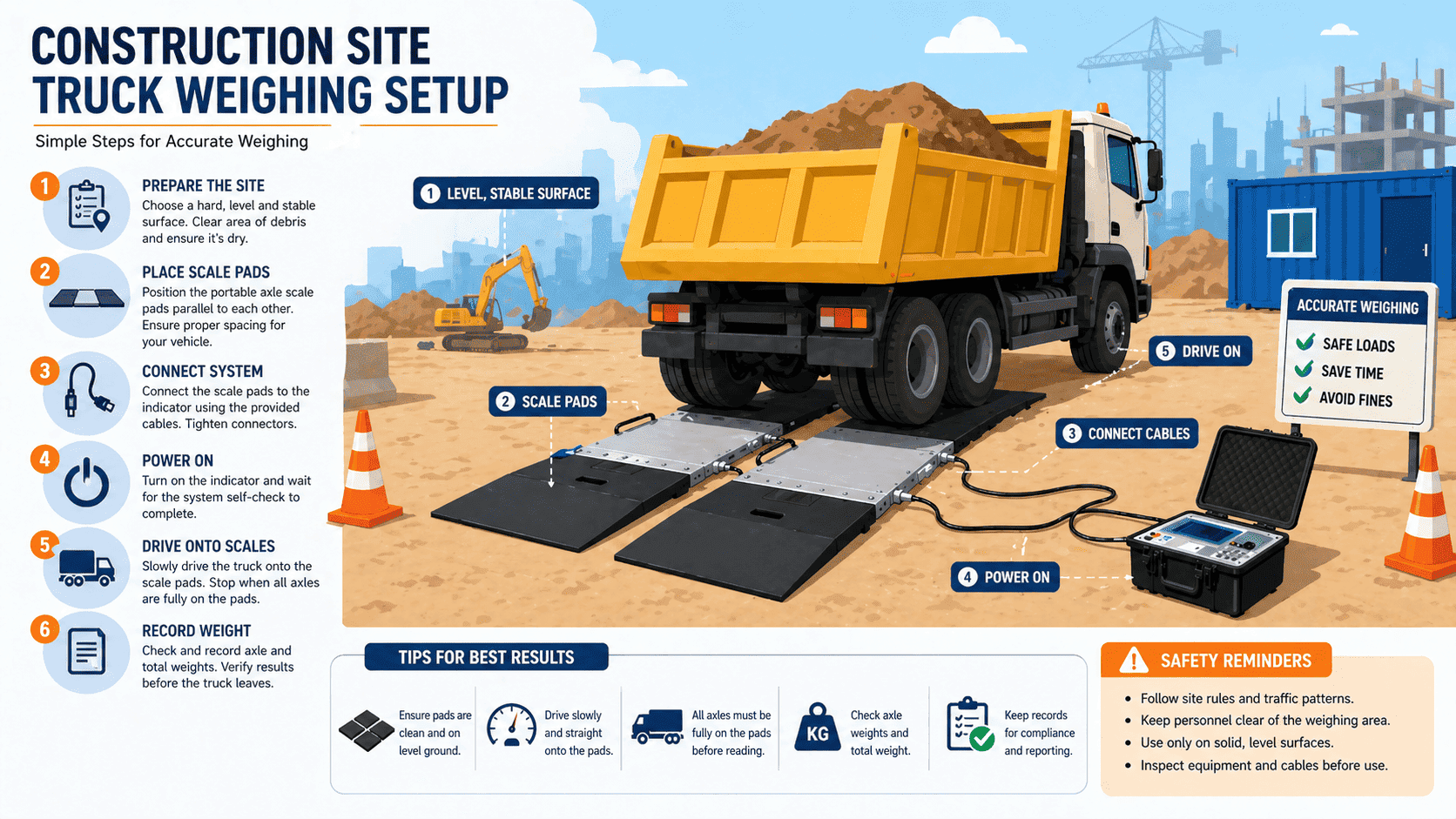 construction site truck weighing setup