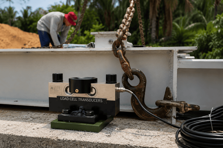 Industrial weighbridge load cell system detail