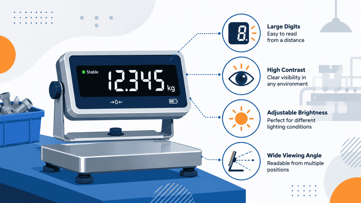 bench scale display readability industrial weighing