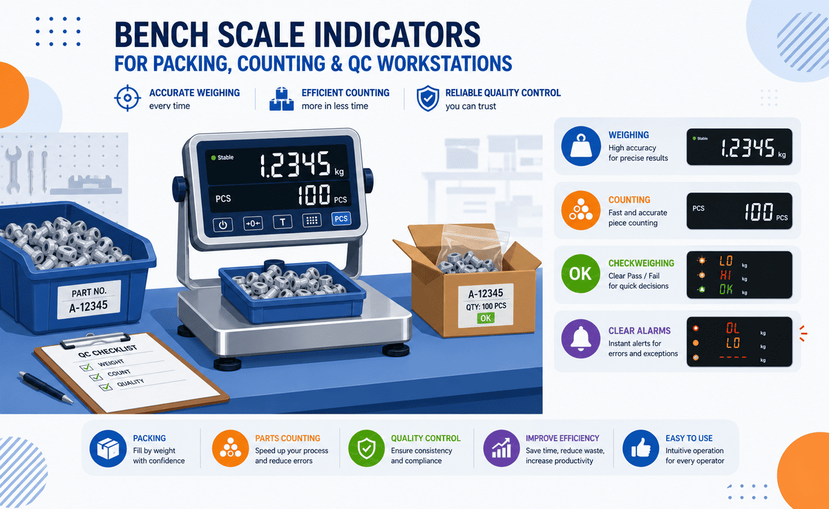 bench scale indicators packing counting QC workstation