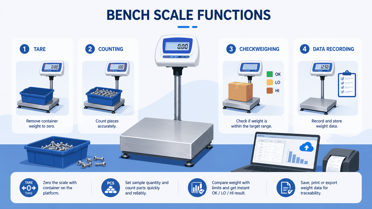 bench scale tare counting checkweighing data recording