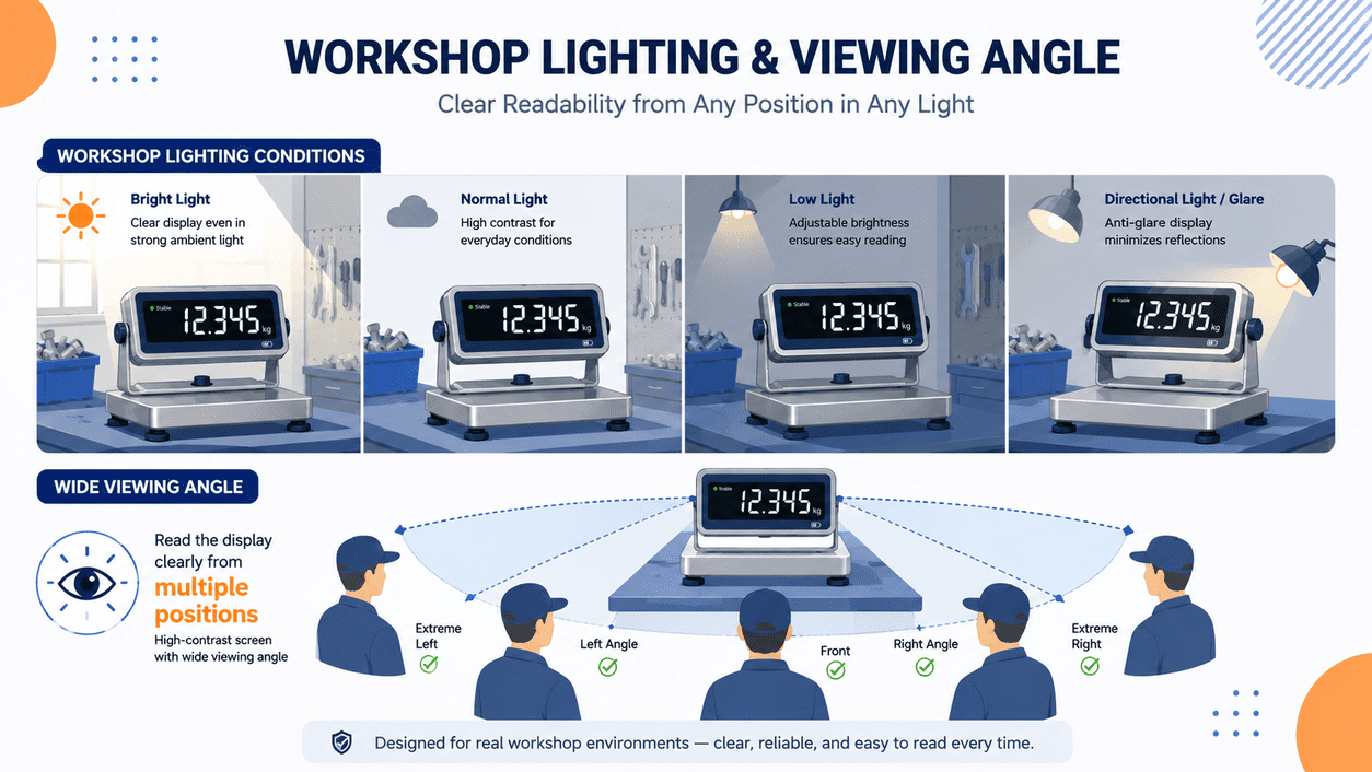 bench scale workshop lighting viewing angle