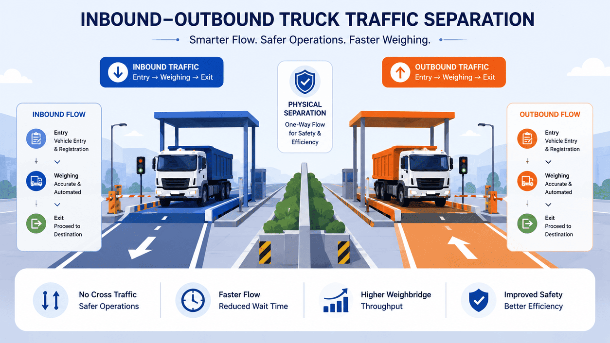 weighbridge traffic flow inbound outbound truck traffic separation weighbridge