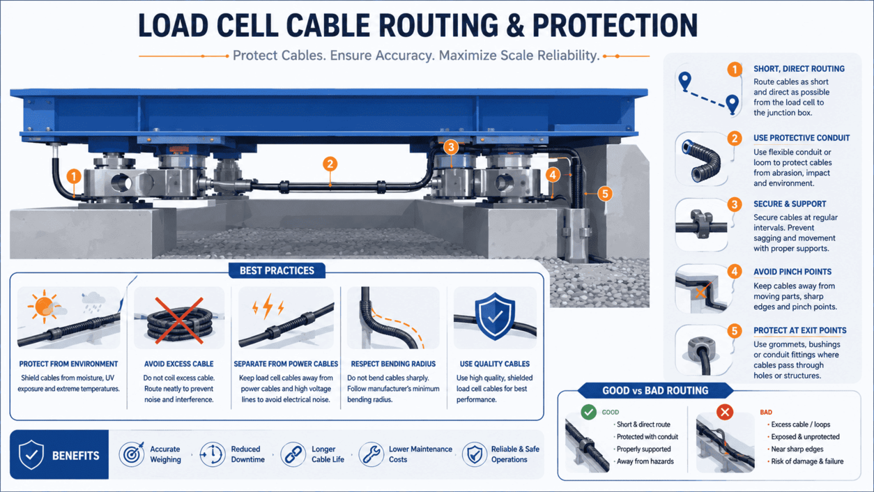 load cell cable routing protection