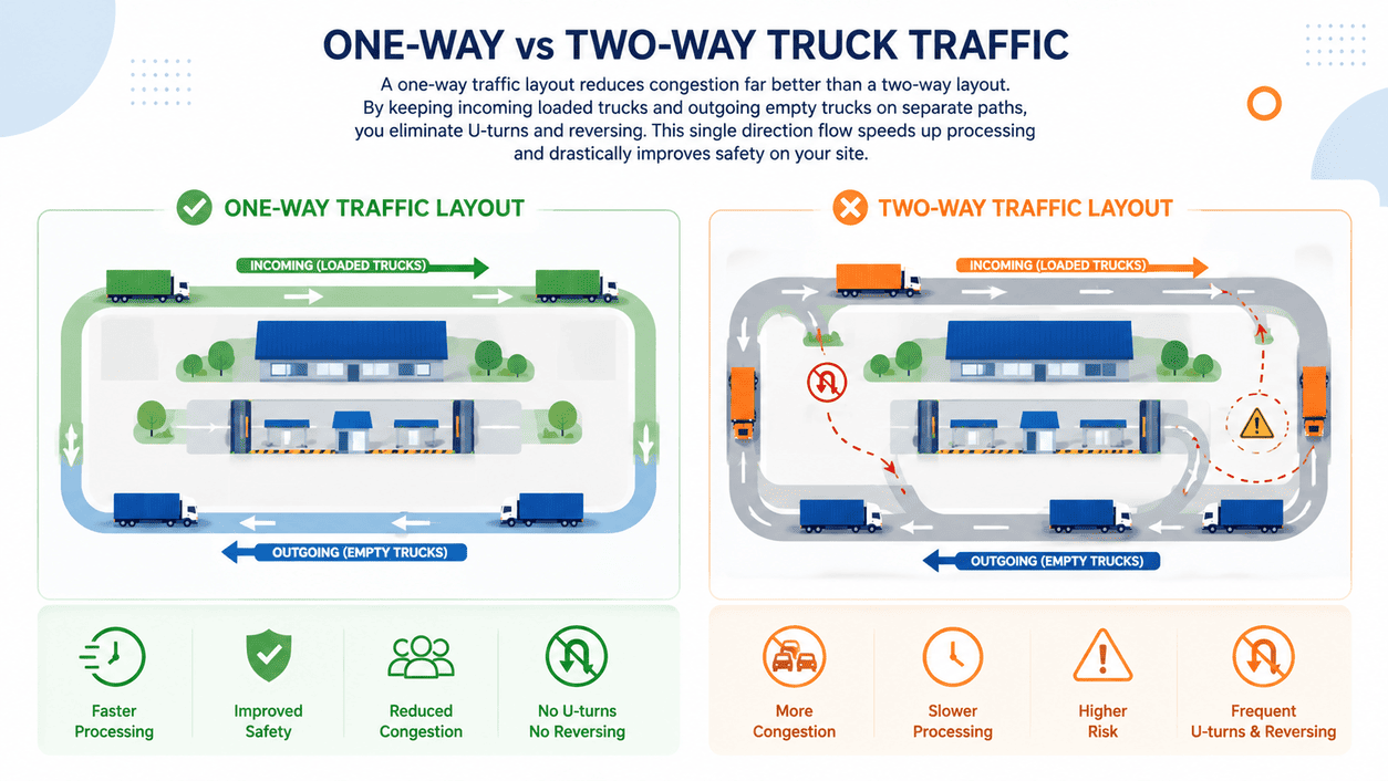 one-way vs two-way truck traffic