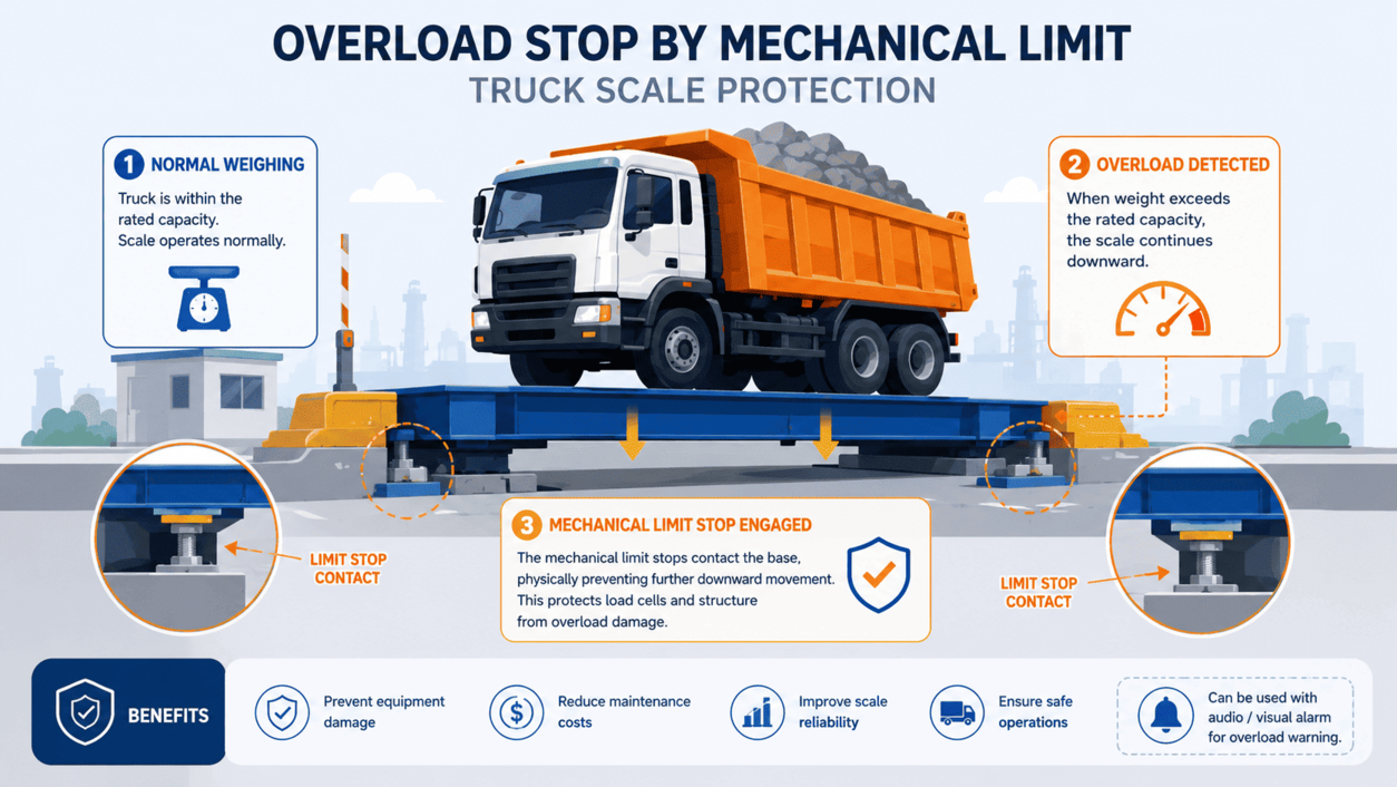 overload stop mechanical limit truck scale