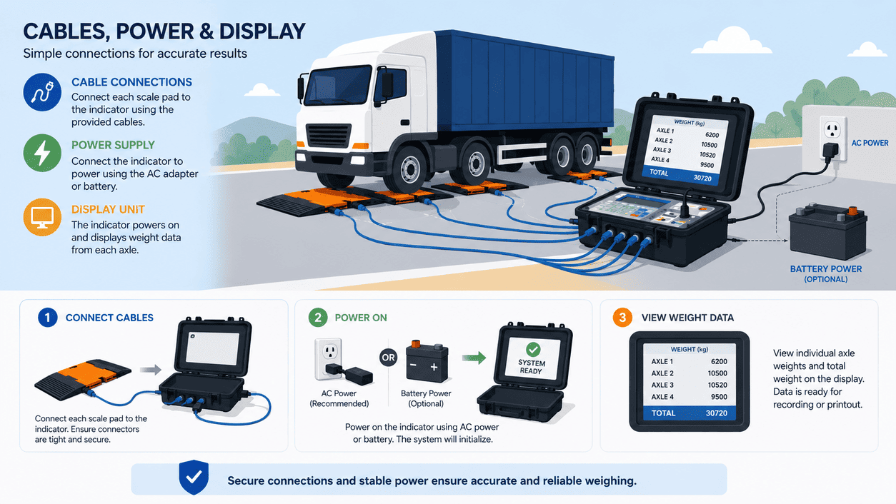 portable axle scale cables power display