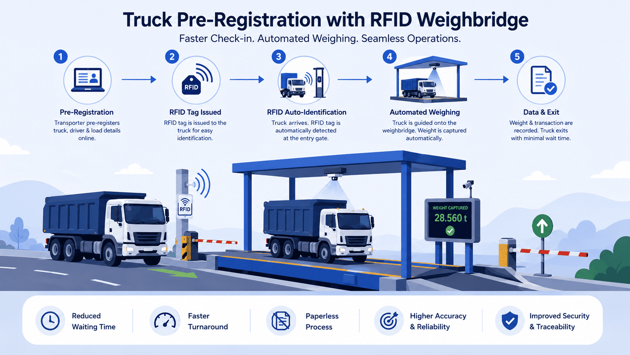 vehicle pre-registration system truck pre-registration RFID weighbridge