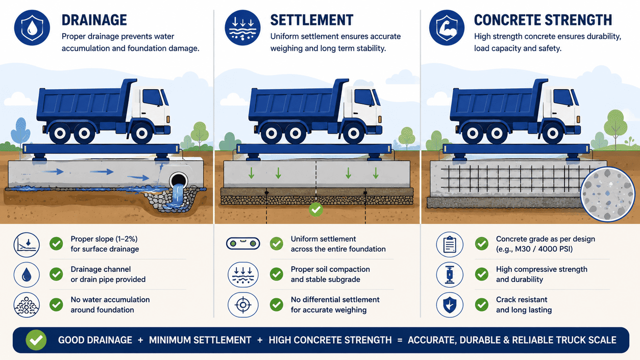 truck scale drainage settlement concrete strength