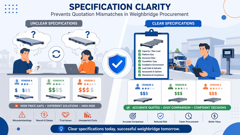 specification clarity prevents quotation mismatches in weighbridge procurement
