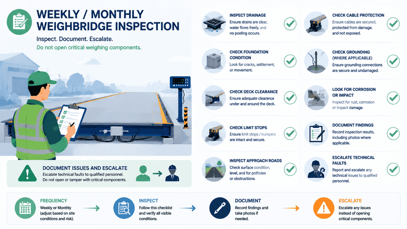weekly monthly weighbridge inspection