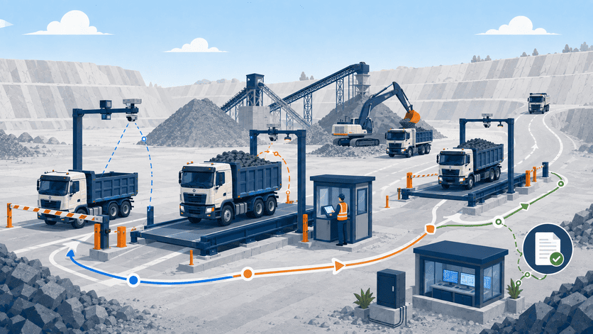 Daily quarry vehicle weighing workflow diagram quarry weighbridge daily vehicle workflow from arrival to settlement