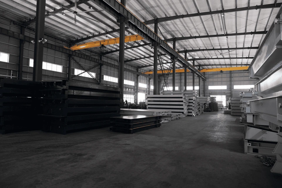 Truck scale sections stored inside the HENER facility