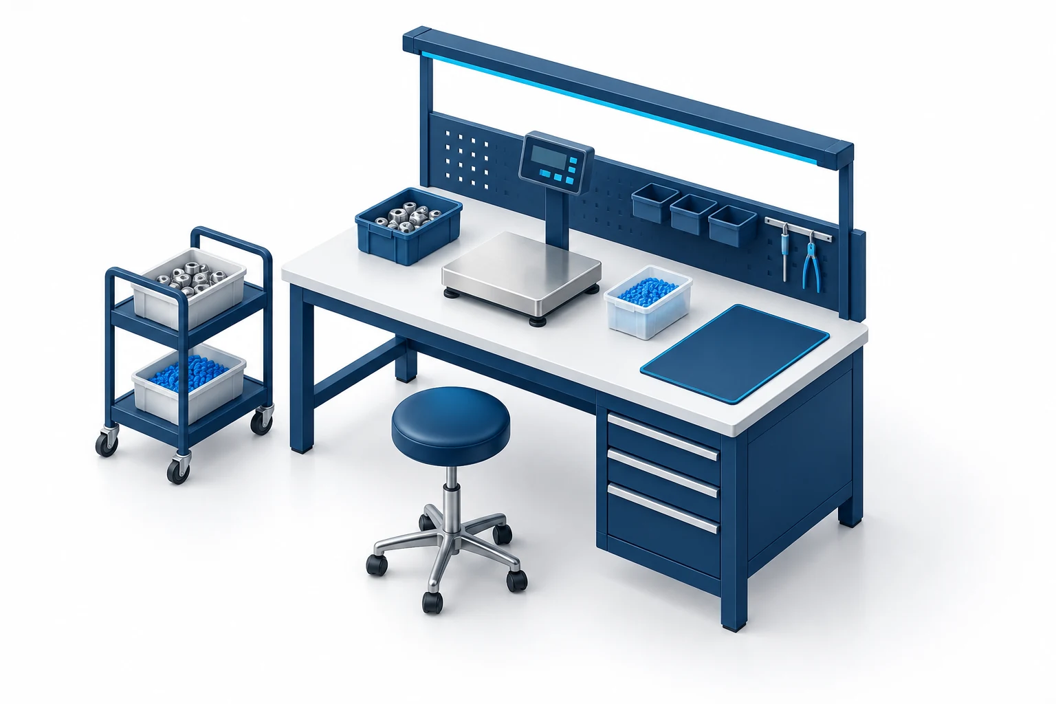 Stylized bench-scale workstation illustration