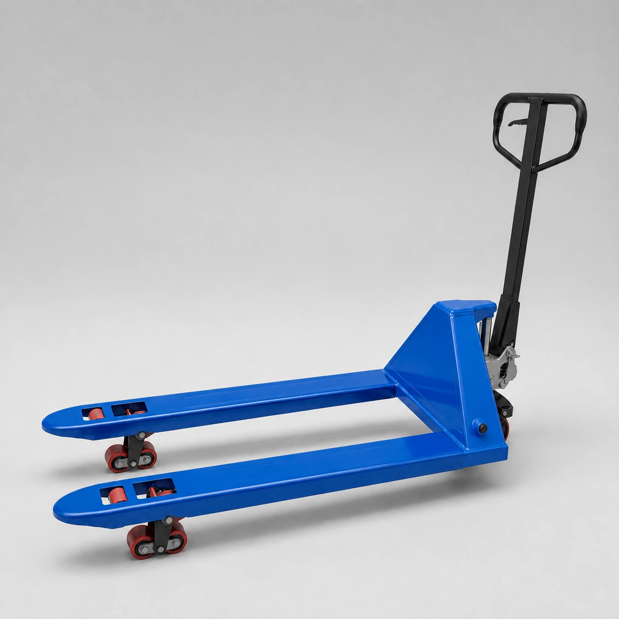 Blue plain manual pallet jack without weighing electronics